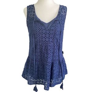 Daniel Rainn Navy Layered Eyelet Tank Top S